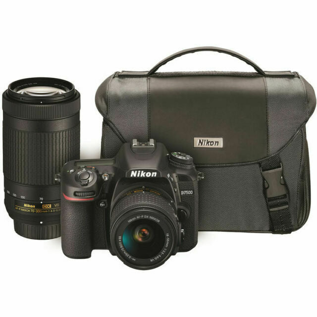 Nikon 13543 D7500 DSLR Camera with 18-55mm and 70-300mm VR Lenses Kit - Black